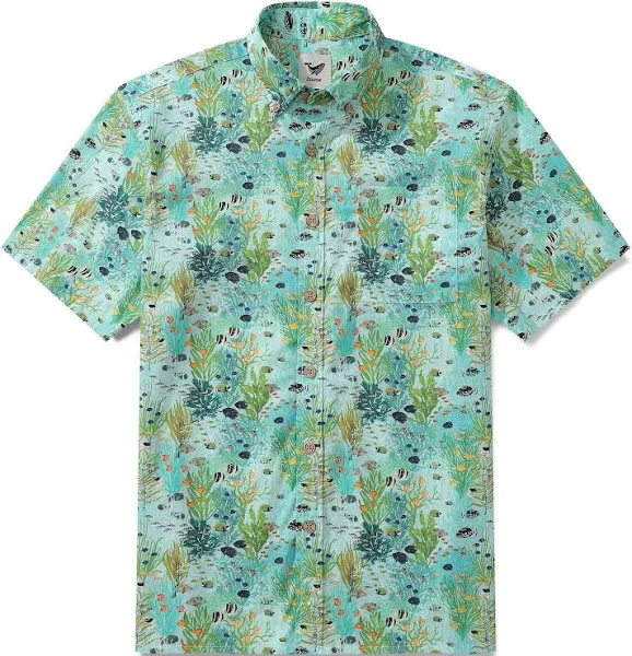 Yiume Men's Tropicial Fish Hawaiian Shirt